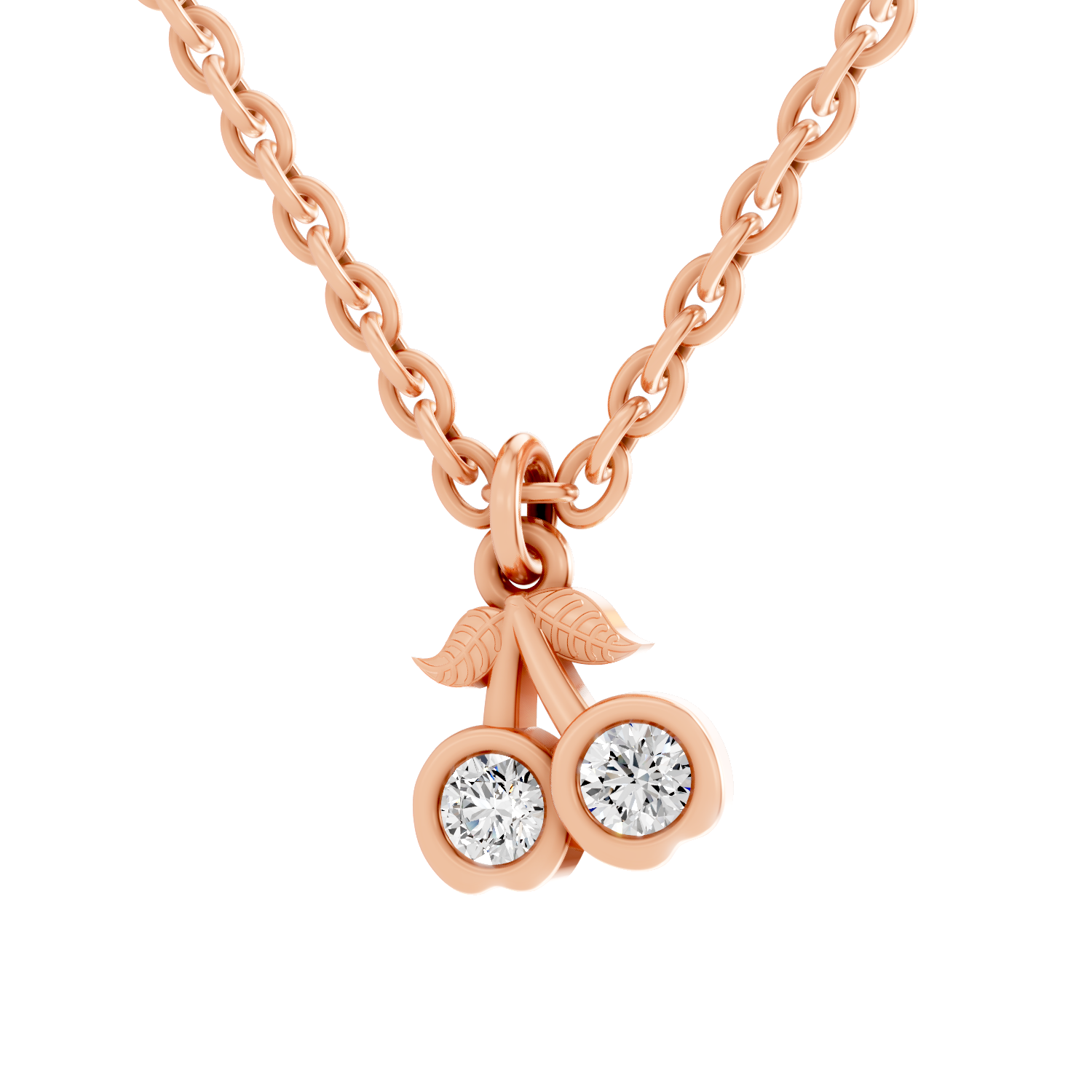 0.17 Carat Sparkling Orchard Cherry Pendant | 14K Rose Gold