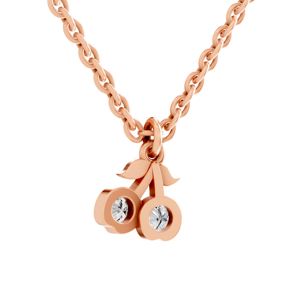 0.17 Carat Sparkling Orchard Cherry Pendant | 14K Rose Gold