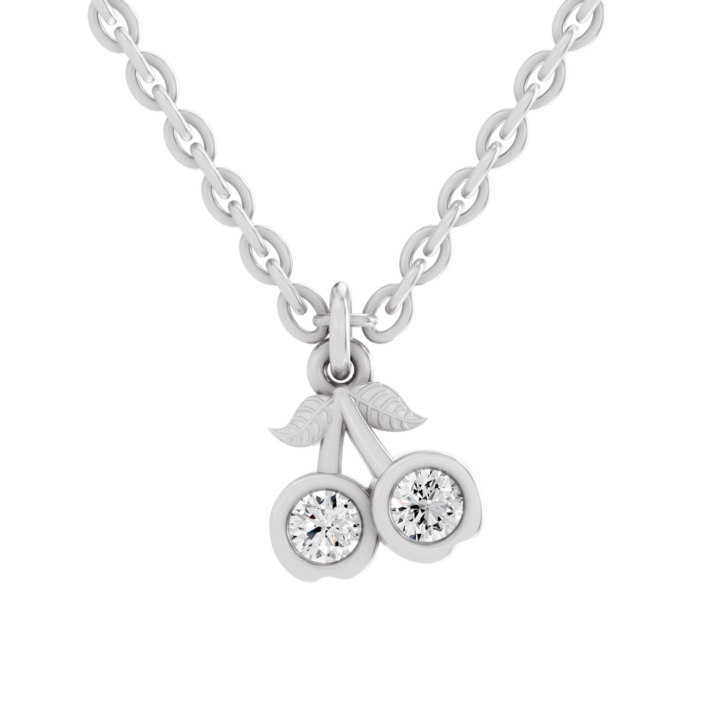0.17 Carat Sparkling Orchard Cherry Pendant | 14K White Gold