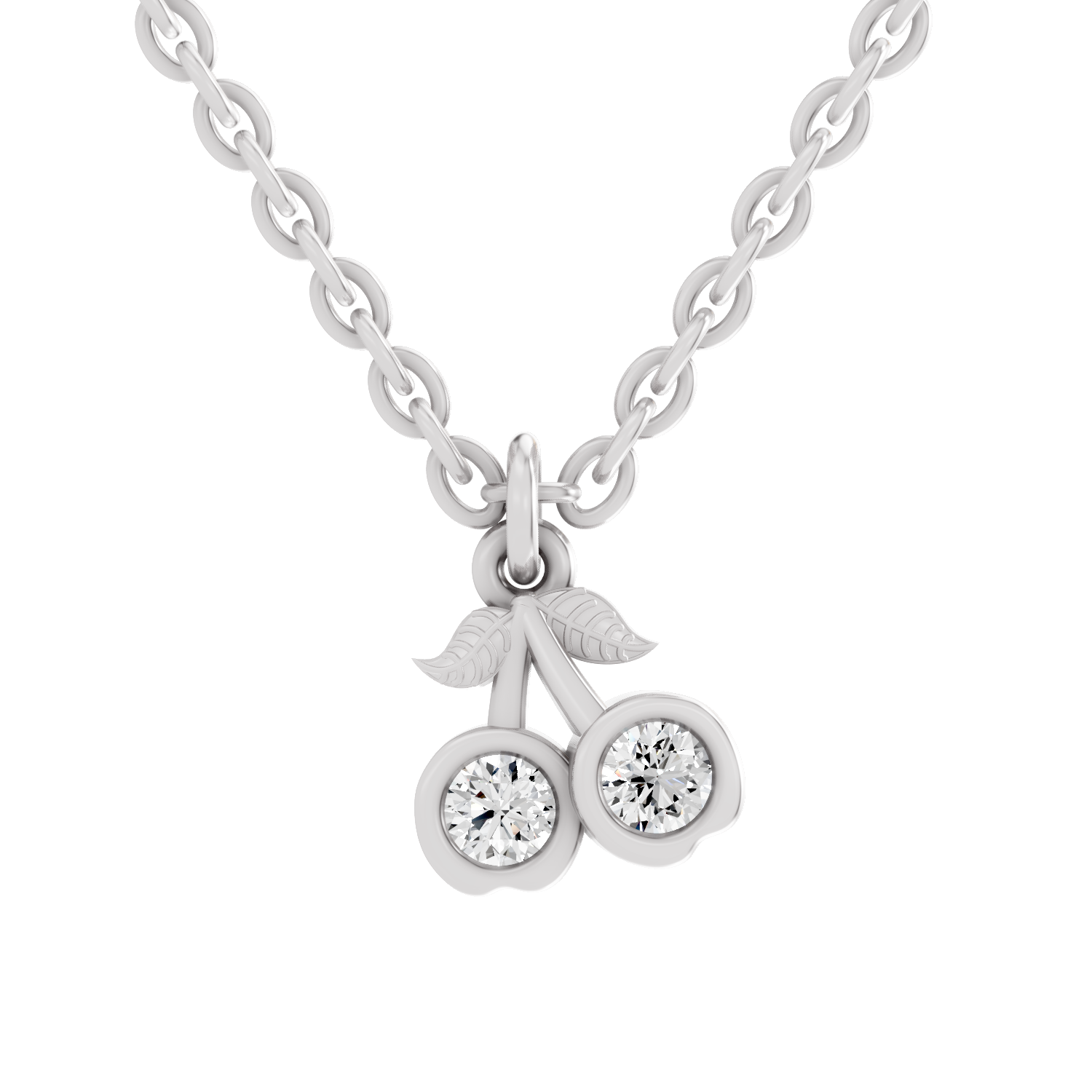 0.17 Carat Sparkling Orchard Cherry Pendant | 14K White Gold