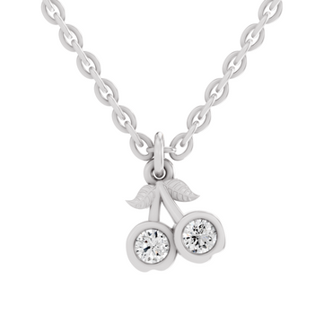 0.17 Carat Sparkling Orchard Cherry Pendant | 14K White Gold