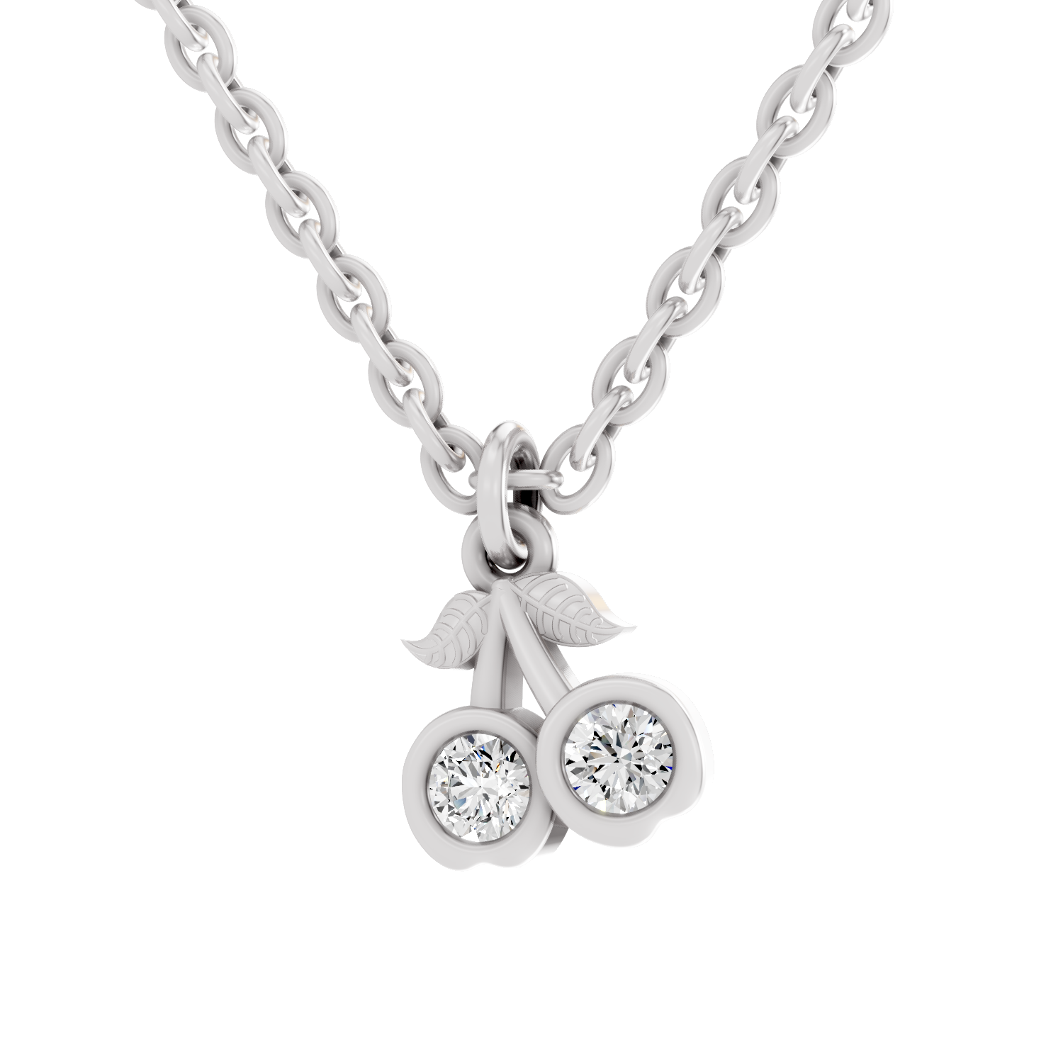 0.17 Carat Sparkling Orchard Cherry Pendant | 14K White Gold
