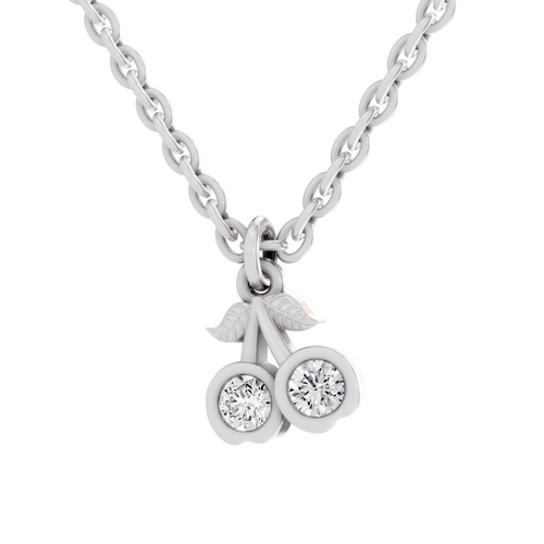 0.17 Carat Sparkling Orchard Cherry Pendant | 14K White Gold