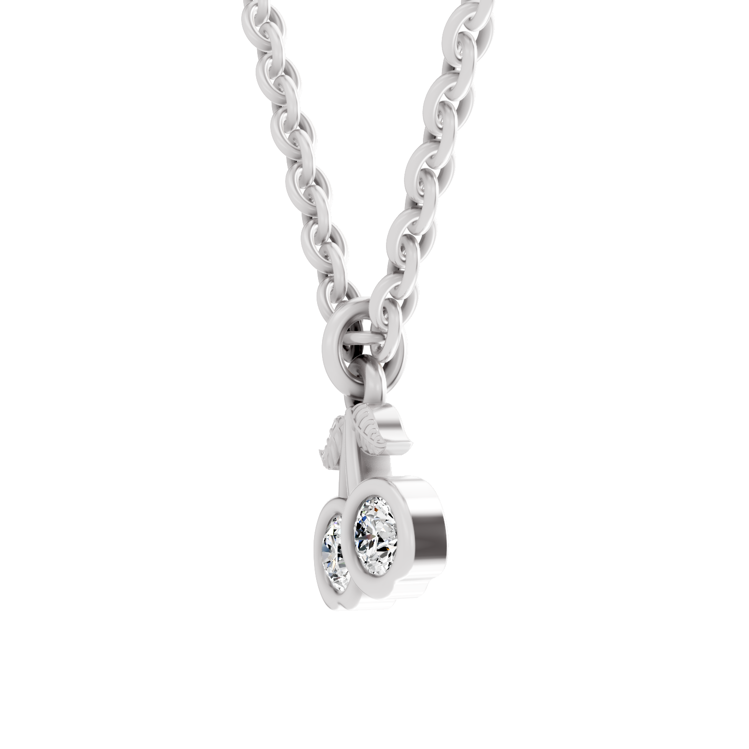 0.17 Carat Sparkling Orchard Cherry Pendant | 14K White Gold