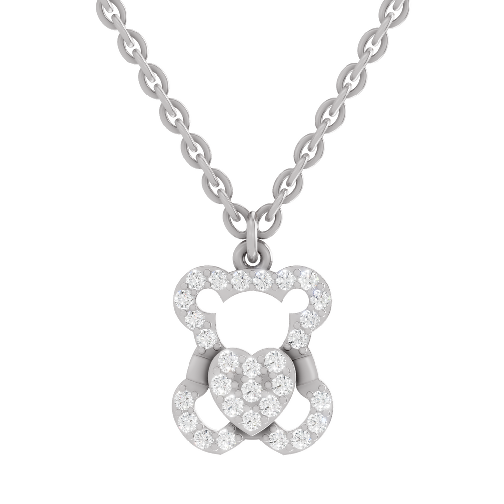 0.3 Carat Teddy Love Pendant | 14K White Gold
