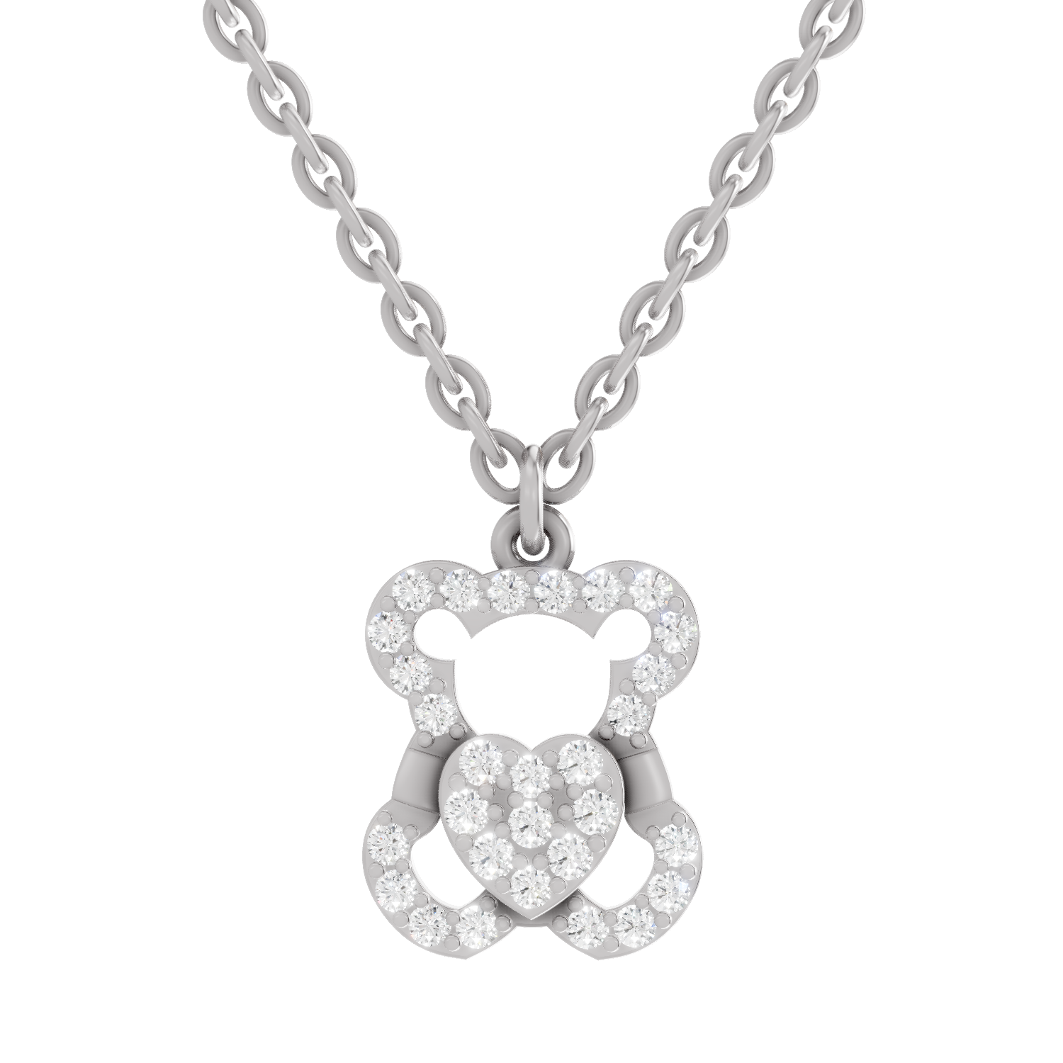 0.3 Carat Teddy Love Pendant | 14K White Gold