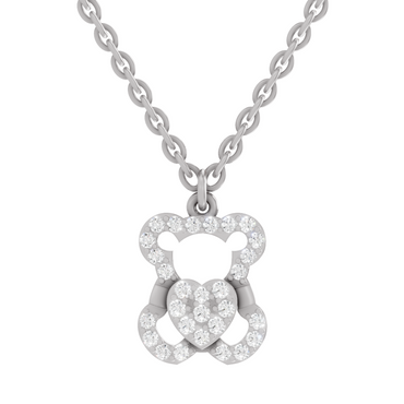 0.3 Carat Teddy Love Pendant | 14K White Gold