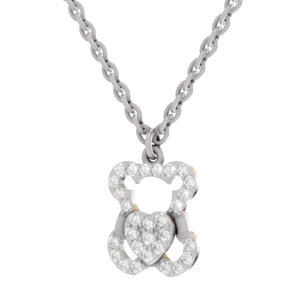 0.3 Carat Teddy Love Pendant | 14K White Gold