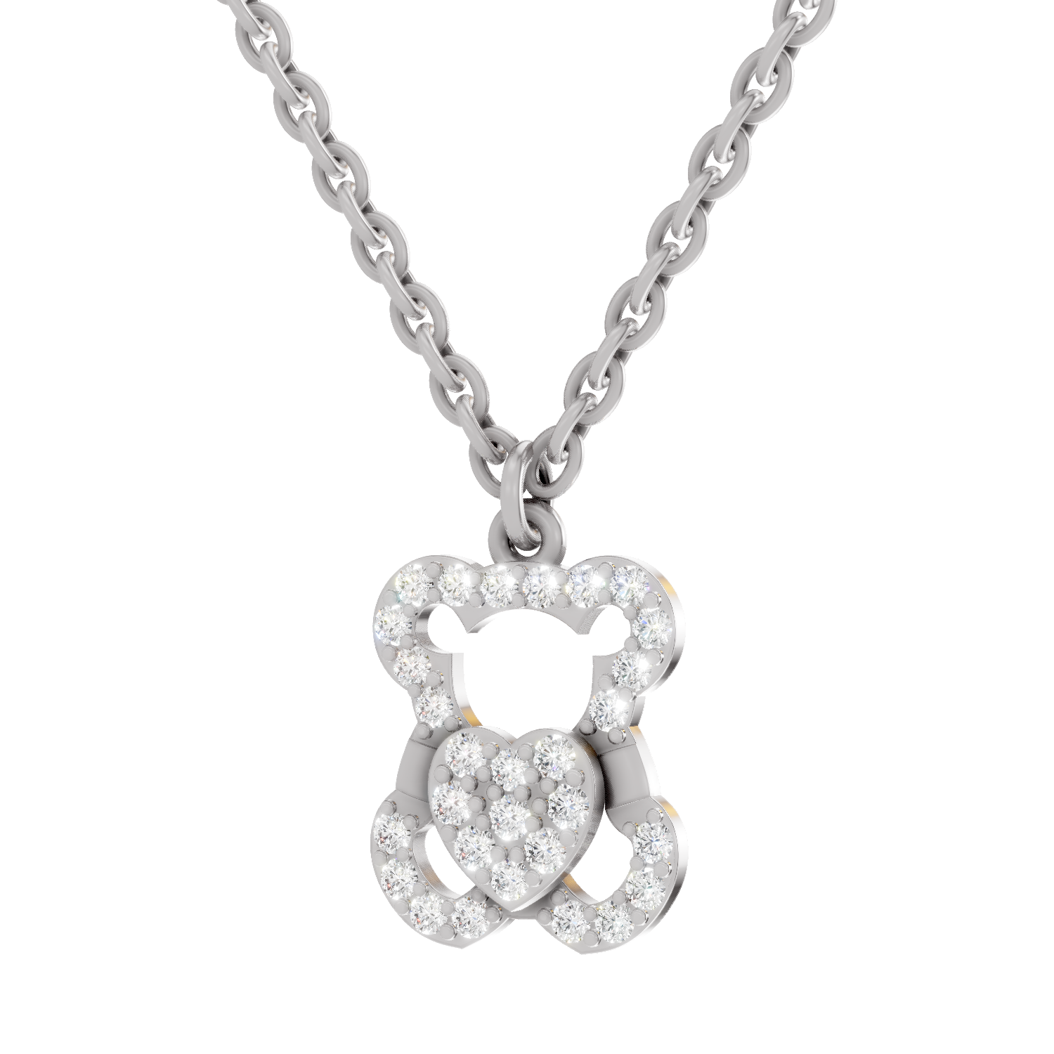0.3 Carat Teddy Love Pendant | 14K White Gold