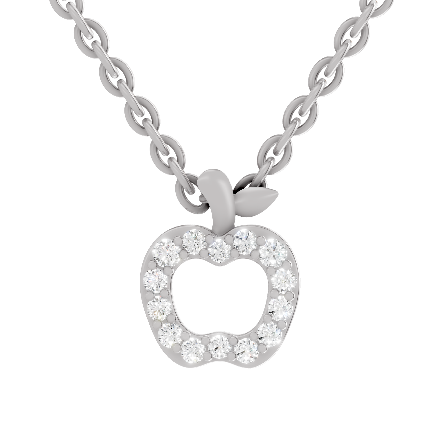 0.18 Carat Shine Apple Drop Pendant | 14K White Gold