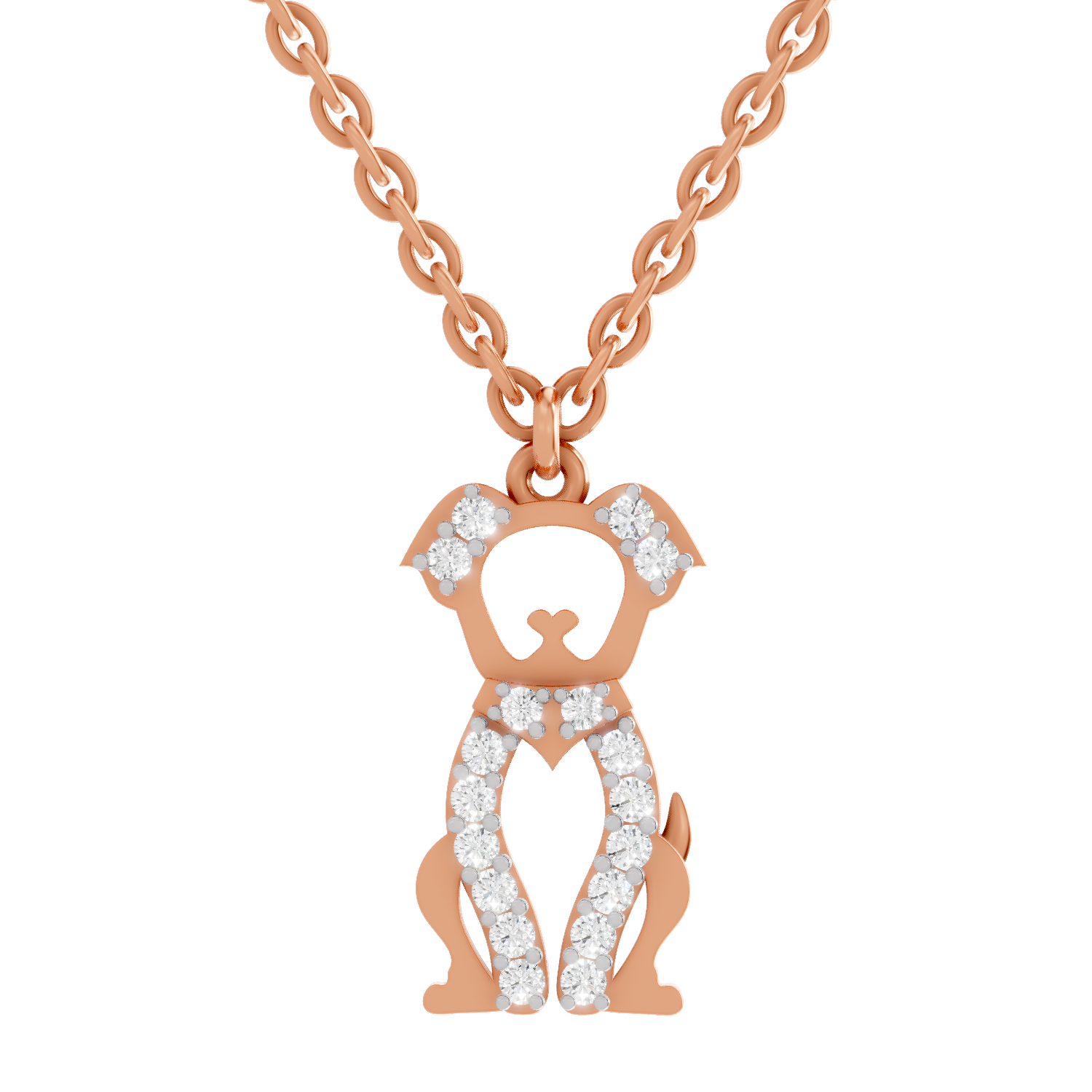 0.18 Carat Sterling Pup Silhouette Pendant | 14K Rose Gold