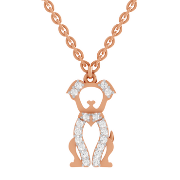 0.18 Carat Sterling Pup Silhouette Pendant | 14K Rose Gold