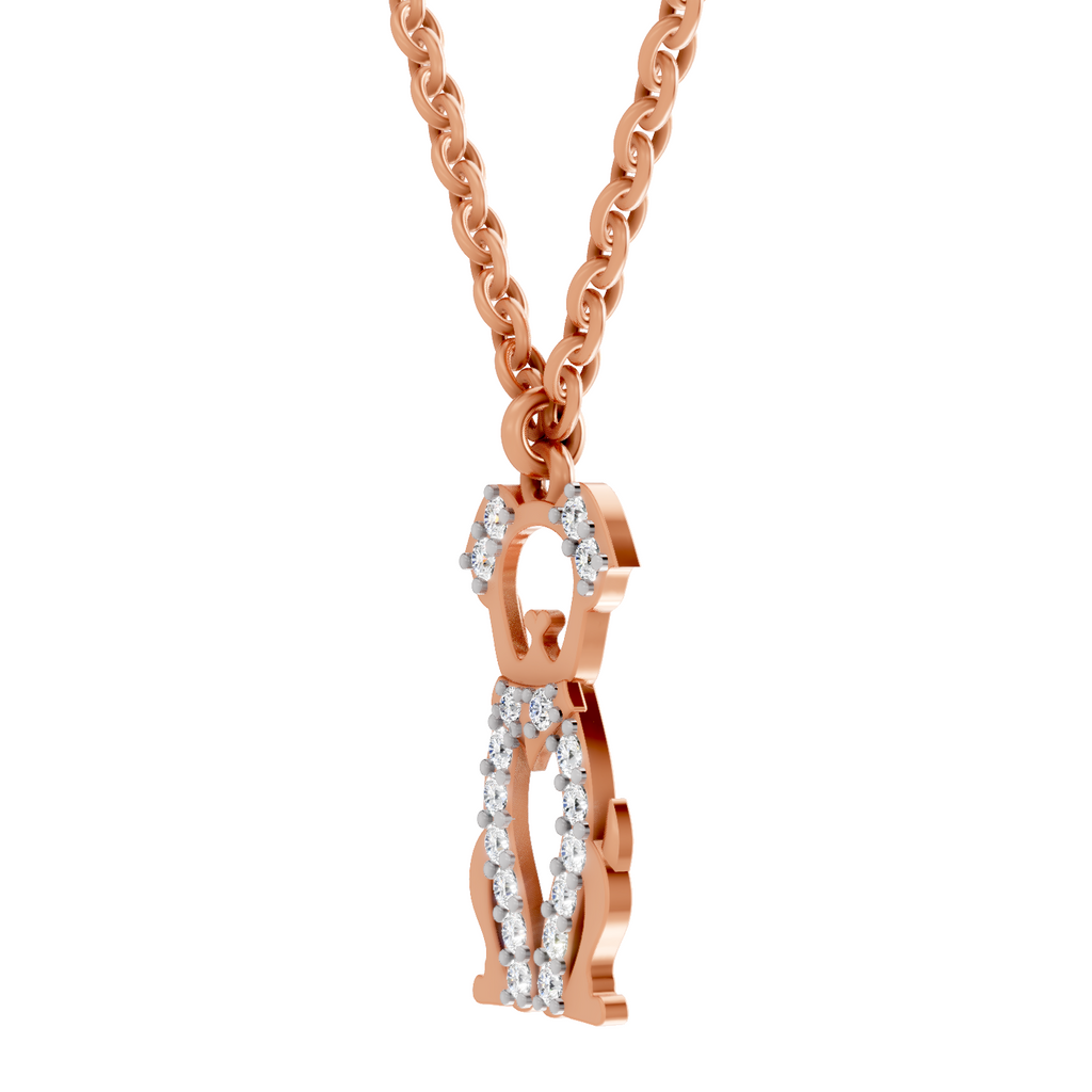 0.18 Carat Sterling Pup Silhouette Pendant | 14K Rose Gold