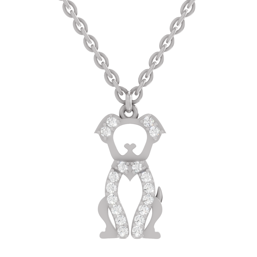 0.18 Carat Sterling Pup Silhouette Pendant | 14K White Gold