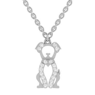 0.18 Carat Sterling Pup Silhouette Pendant | 14K White Gold