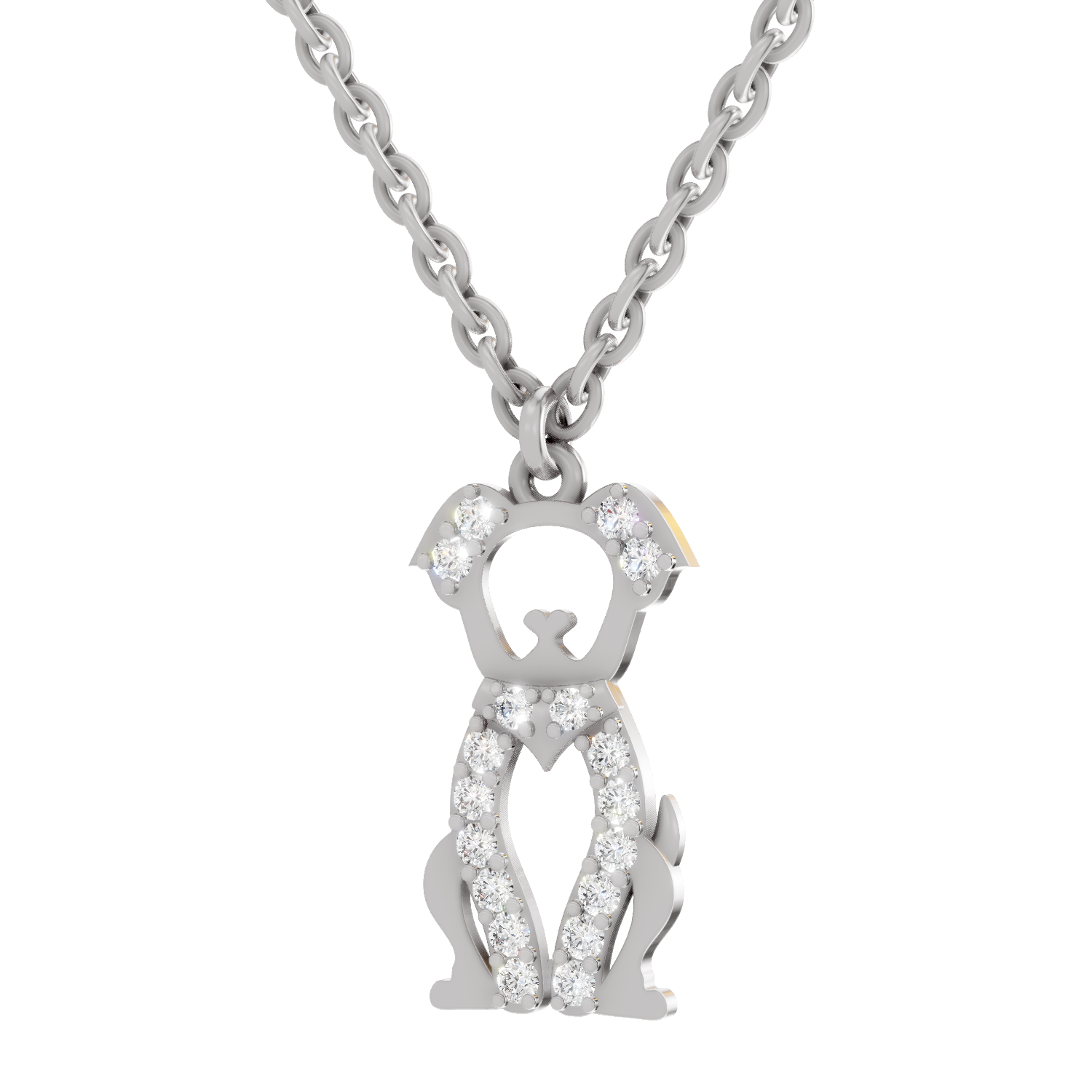 0.18 Carat Sterling Pup Silhouette Pendant | 14K White Gold