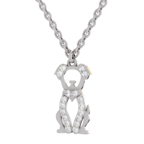0.18 Carat Sterling Pup Silhouette Pendant | 14K White Gold