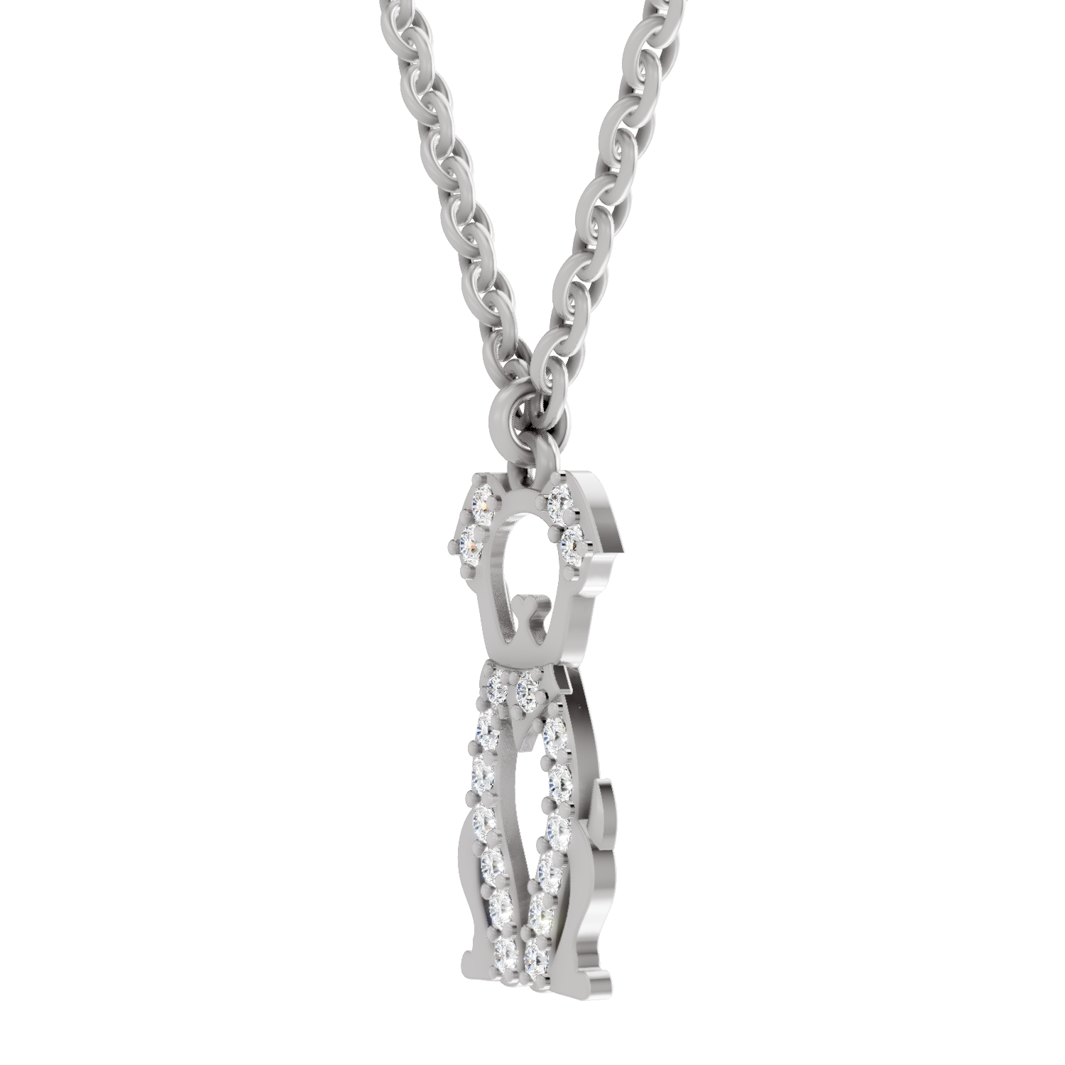 0.18 Carat Sterling Pup Silhouette Pendant | 14K White Gold
