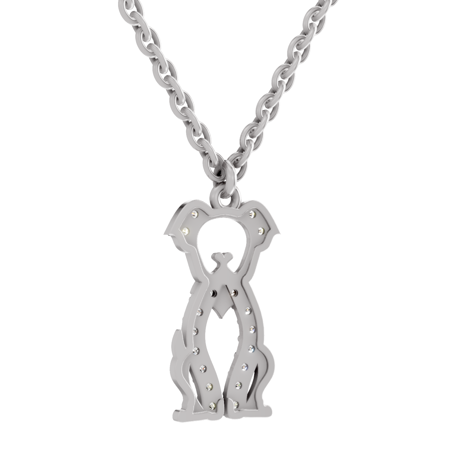 0.18 Carat Sterling Pup Silhouette Pendant | 14K White Gold