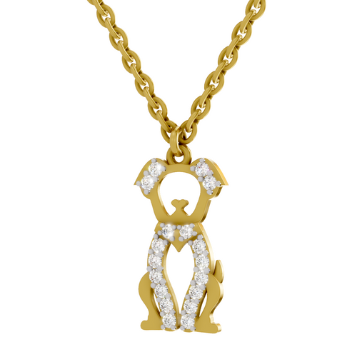 0.18 Carat Sterling Pup Silhouette Pendant | 14K Yellow Gold