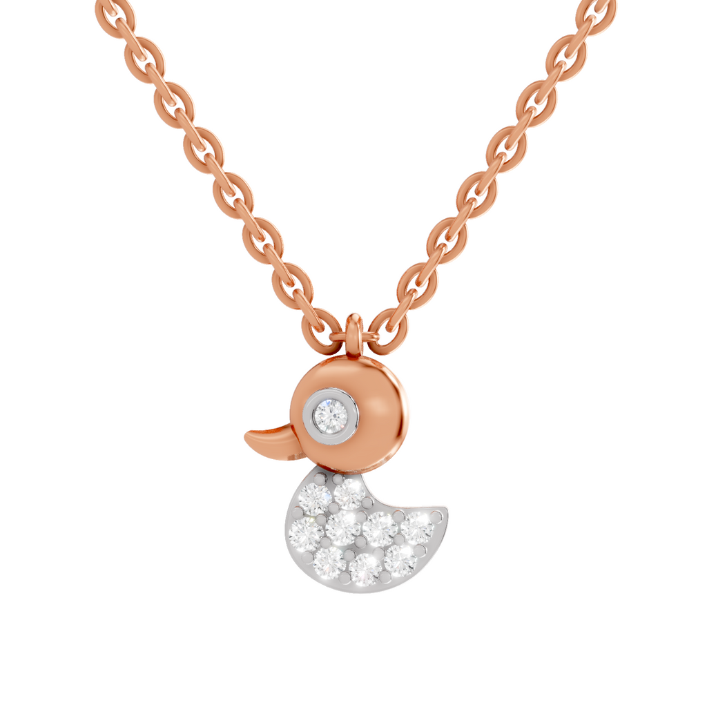 0.18 Carat Pave-Set Rubber Ducky Pendant | 14K Rose Gold