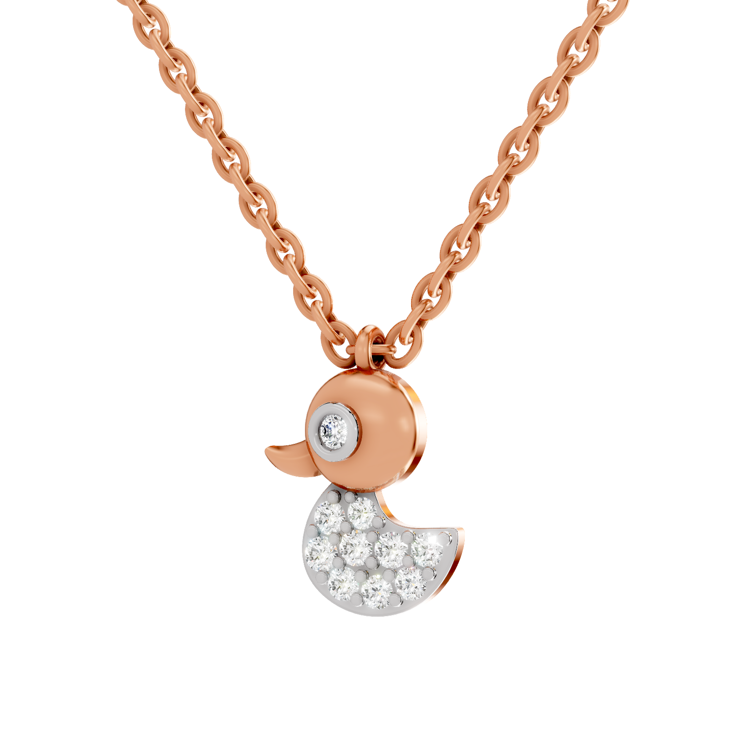 0.18 Carat Pave-Set Rubber Ducky Pendant | 14K Rose Gold