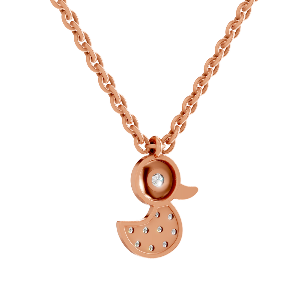 0.18 Carat Pave-Set Rubber Ducky Pendant | 14K Rose Gold