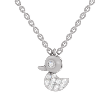 0.18 Carat Pave-Set Rubber Ducky Pendant | 14K White Gold