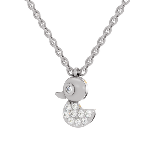 0.18 Carat Pave-Set Rubber Ducky Pendant | 14K White Gold