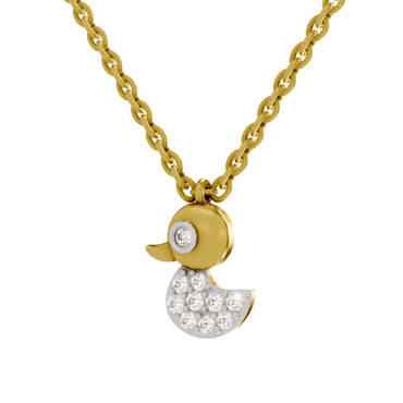 0.18 Carat Pave-Set Rubber Ducky Pendant | 14K Yellow Gold