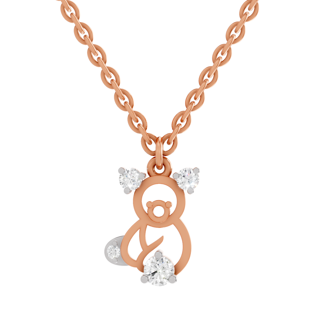0.18 Carat Little Spark Bear Pendant | 14K Rose Gold