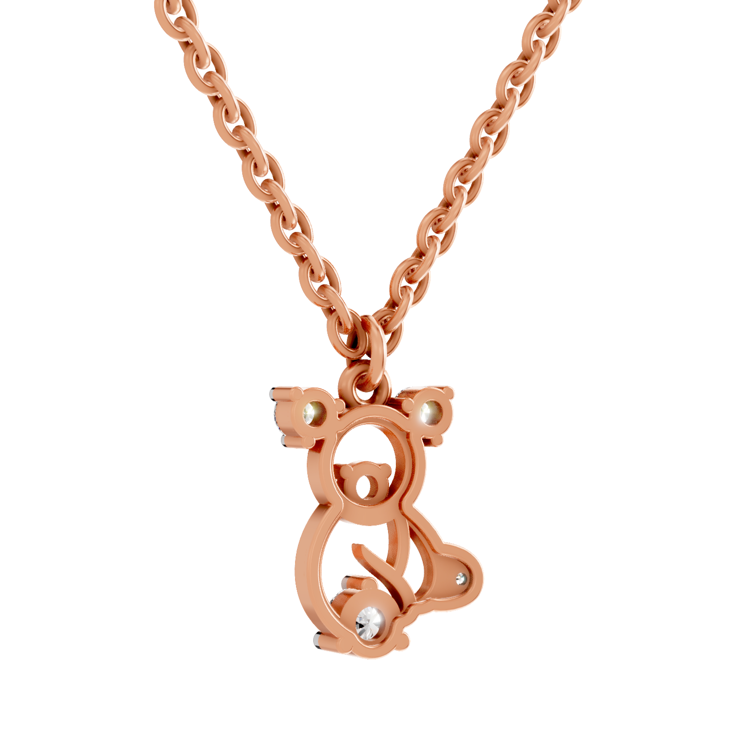 0.18 Carat Little Spark Bear Pendant | 14K Rose Gold