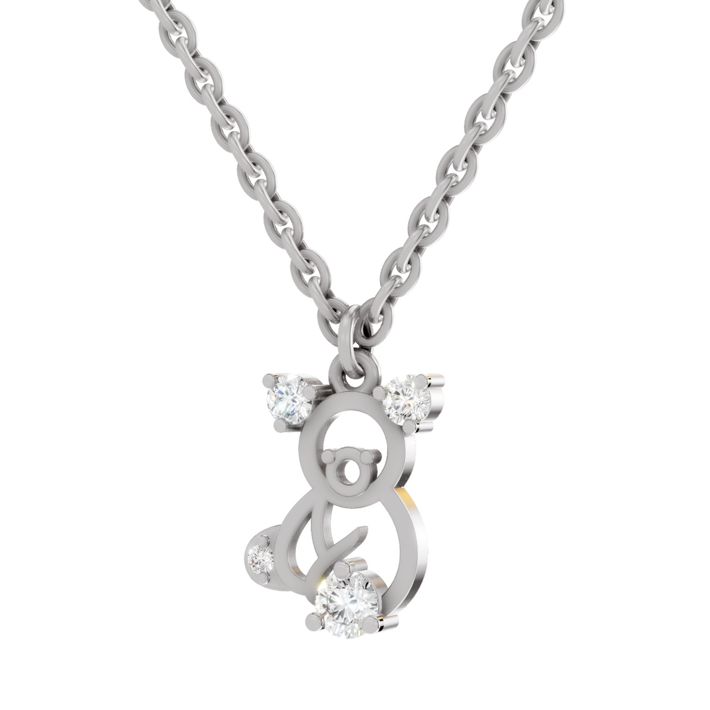 0.18 Carat Little Spark Bear Pendant | 14K White Gold