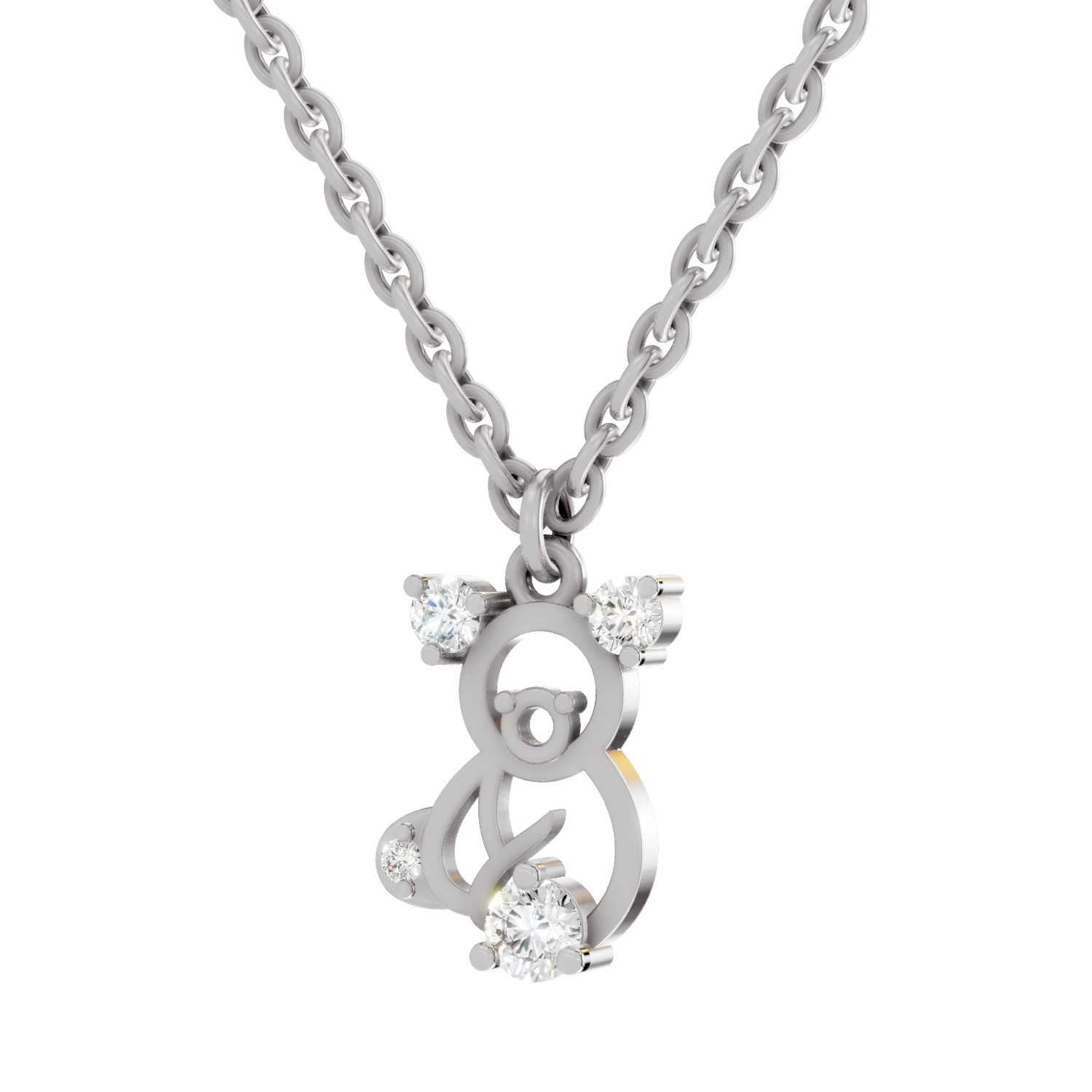 0.18 Carat Little Spark Bear Pendant | 14K White Gold