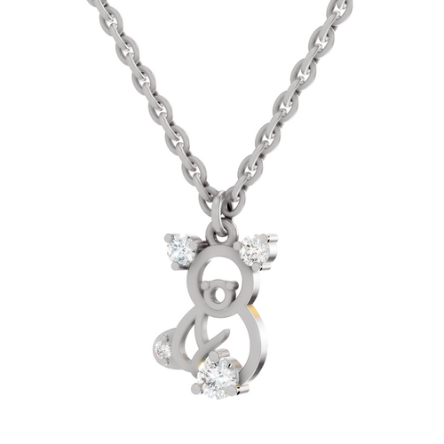 0.18 Carat Little Spark Bear Pendant | 14K White Gold