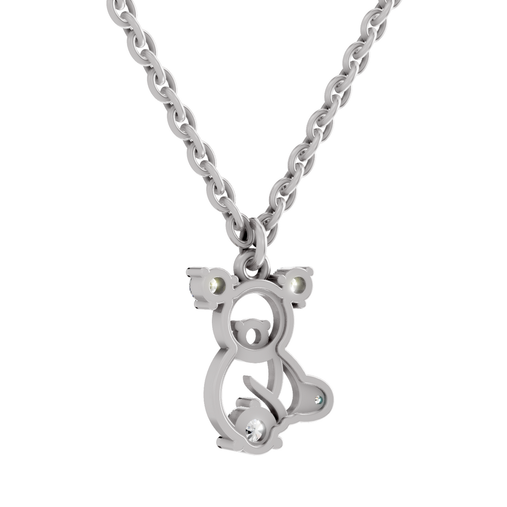 0.18 Carat Little Spark Bear Pendant | 14K White Gold