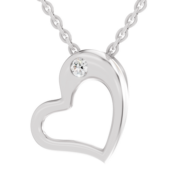 0.11 Carat Heart Floating Solitaire Pendant | 14K White Gold