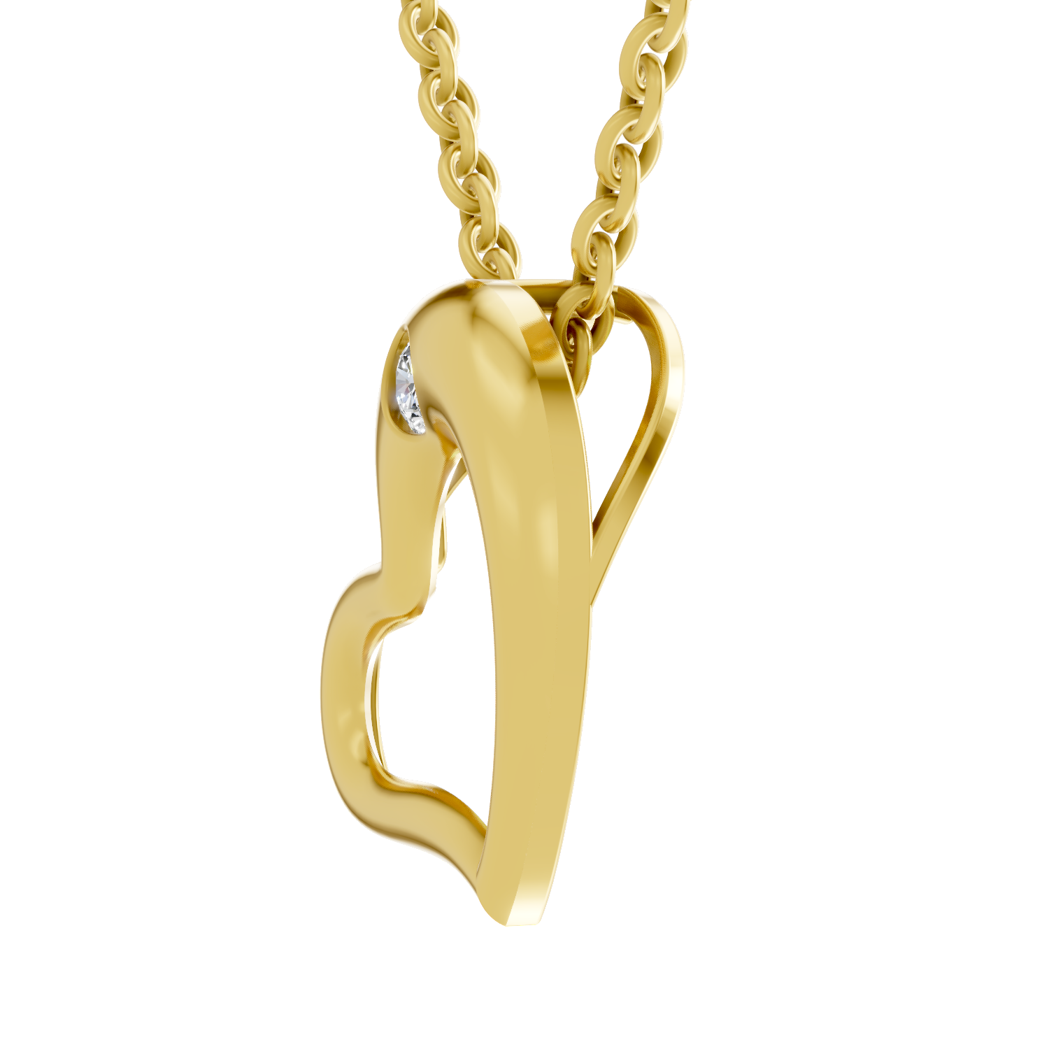 0.11 Carat Heart Floating Solitaire Pendant | 14K Yellow Gold