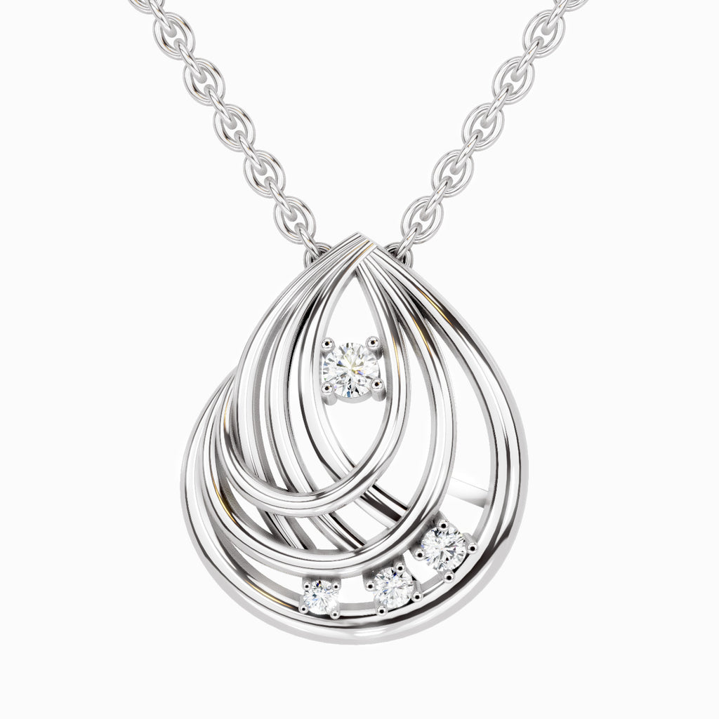 0.06 Carat Round Swirl Pendant | 14K White Gold