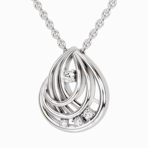 0.06 Carat Round Swirl Pendant | 14K White Gold
