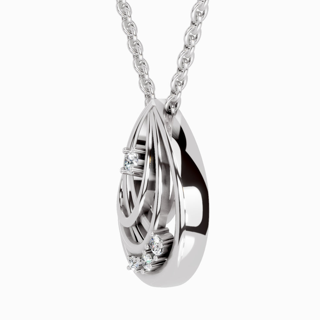 0.06 Carat Round Swirl Pendant | 14K White Gold