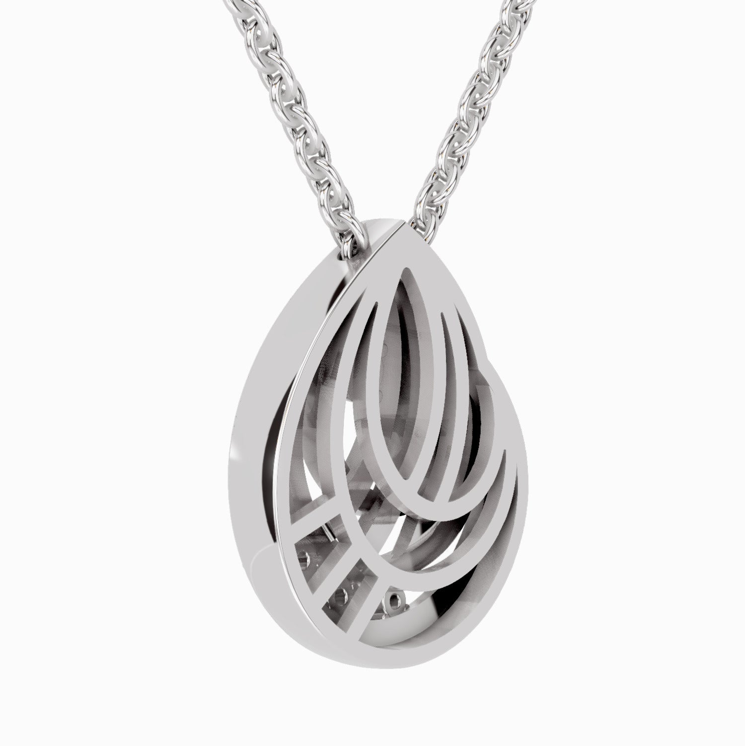 0.06 Carat Round Swirl Pendant | 14K White Gold