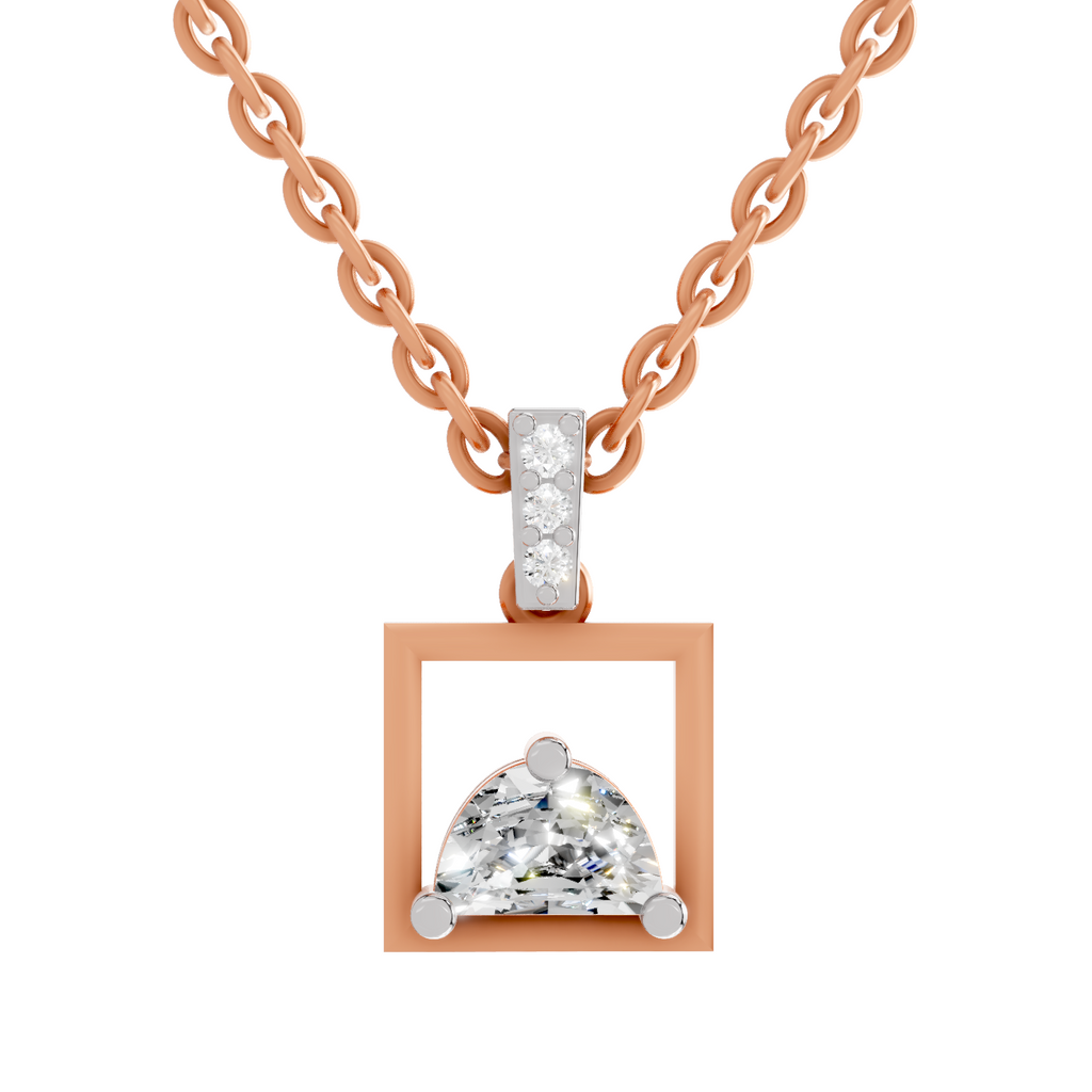0.29 Carat Half-Moon Frame Pendant | 14K Rose Gold
