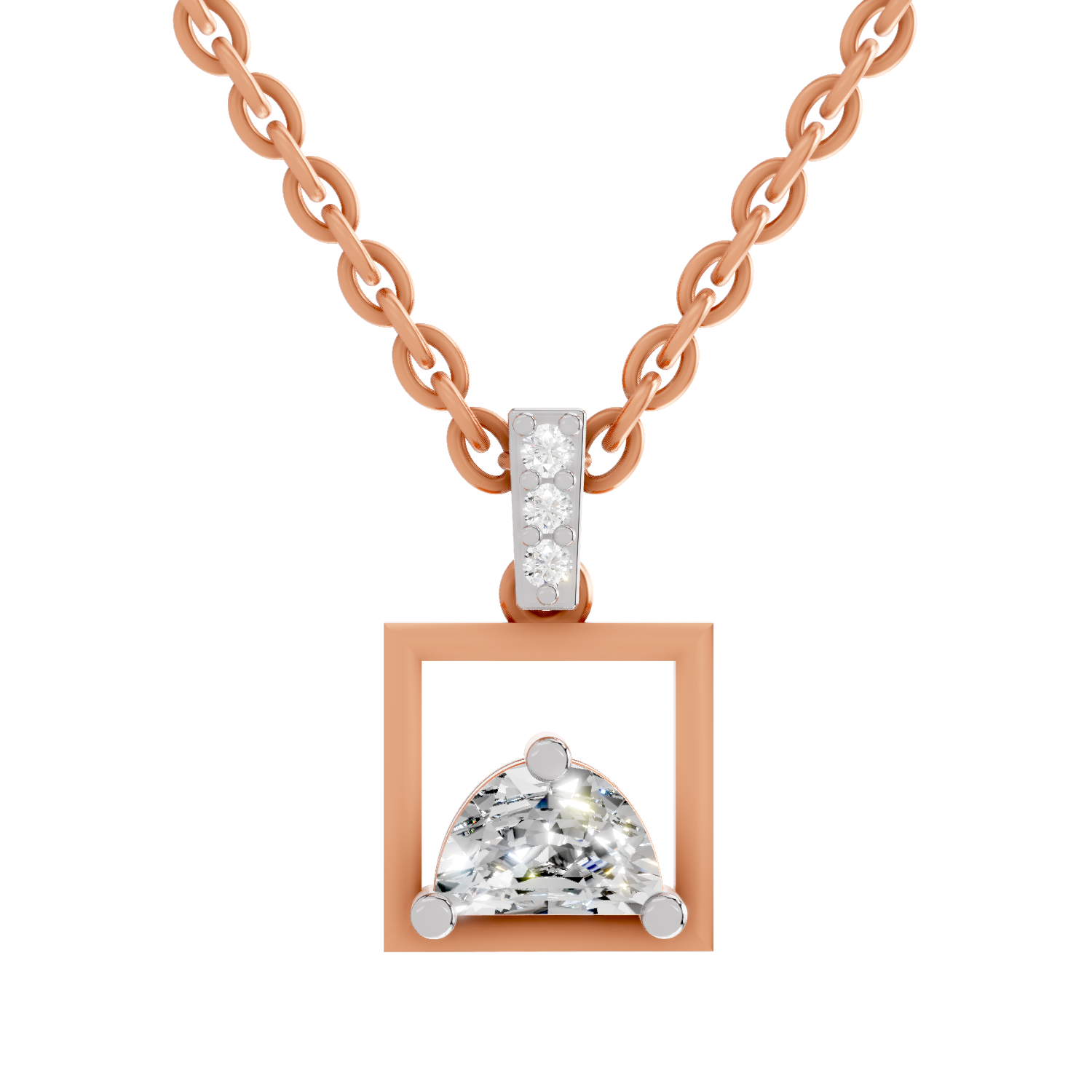 0.29 Carat Half-Moon Frame Pendant | 14K Rose Gold