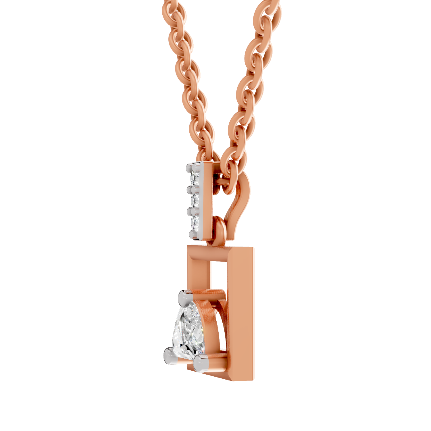0.29 Carat Half-Moon Frame Pendant | 14K Rose Gold