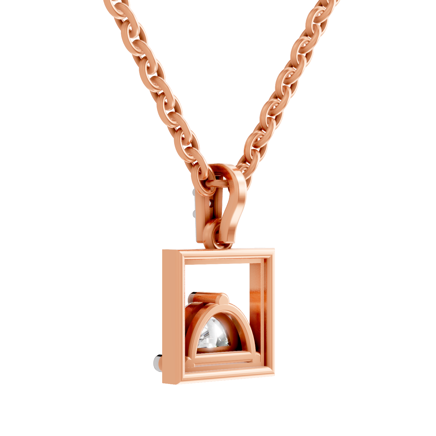 0.29 Carat Half-Moon Frame Pendant | 14K Rose Gold