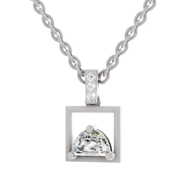 0.29 Carat Half-Moon Frame Pendant | 14K White Gold