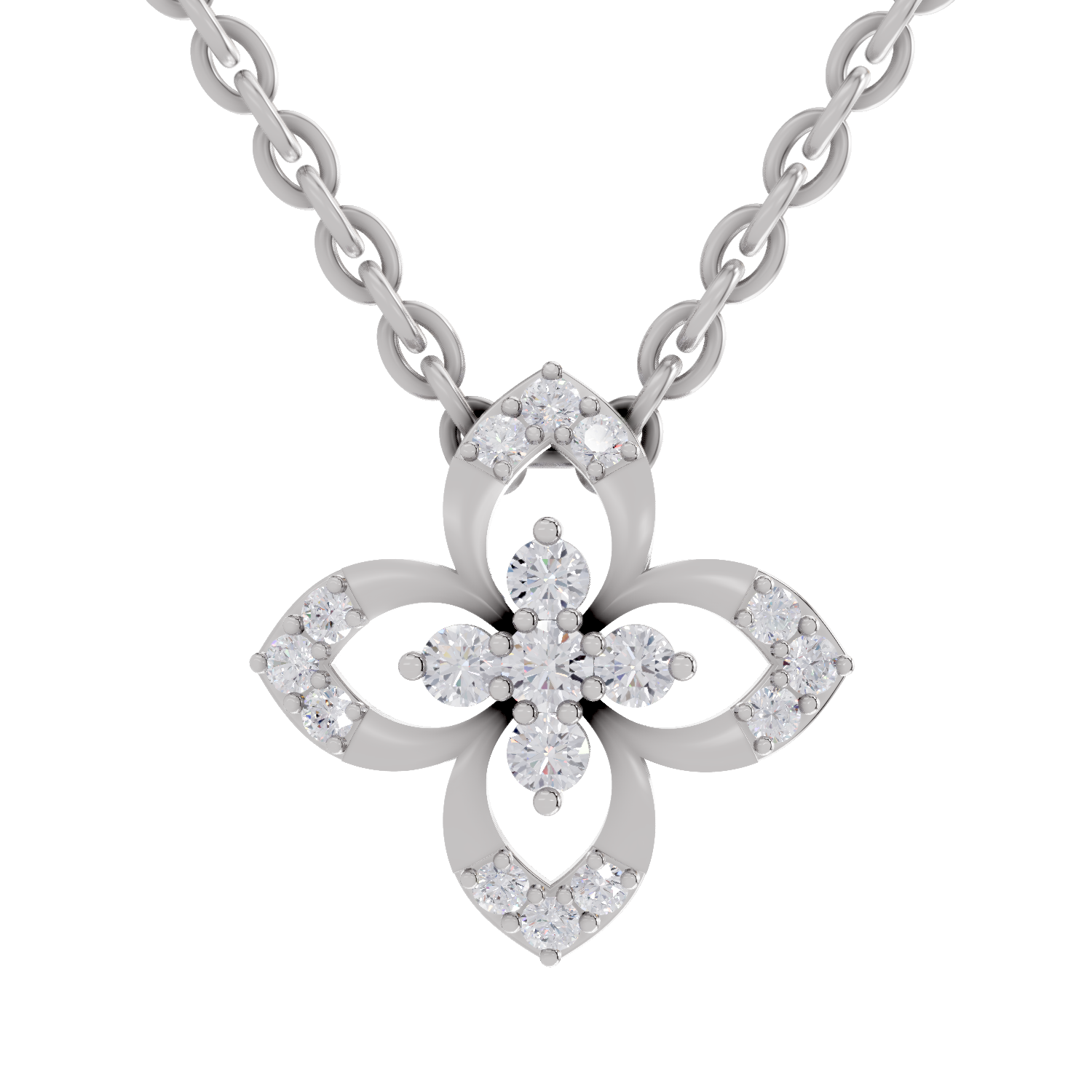 0.25 Carat Round Shape Floral Pendant | 14K White Gold