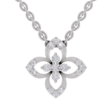 0.25 Carat Round Shape Floral Pendant | 14K White Gold