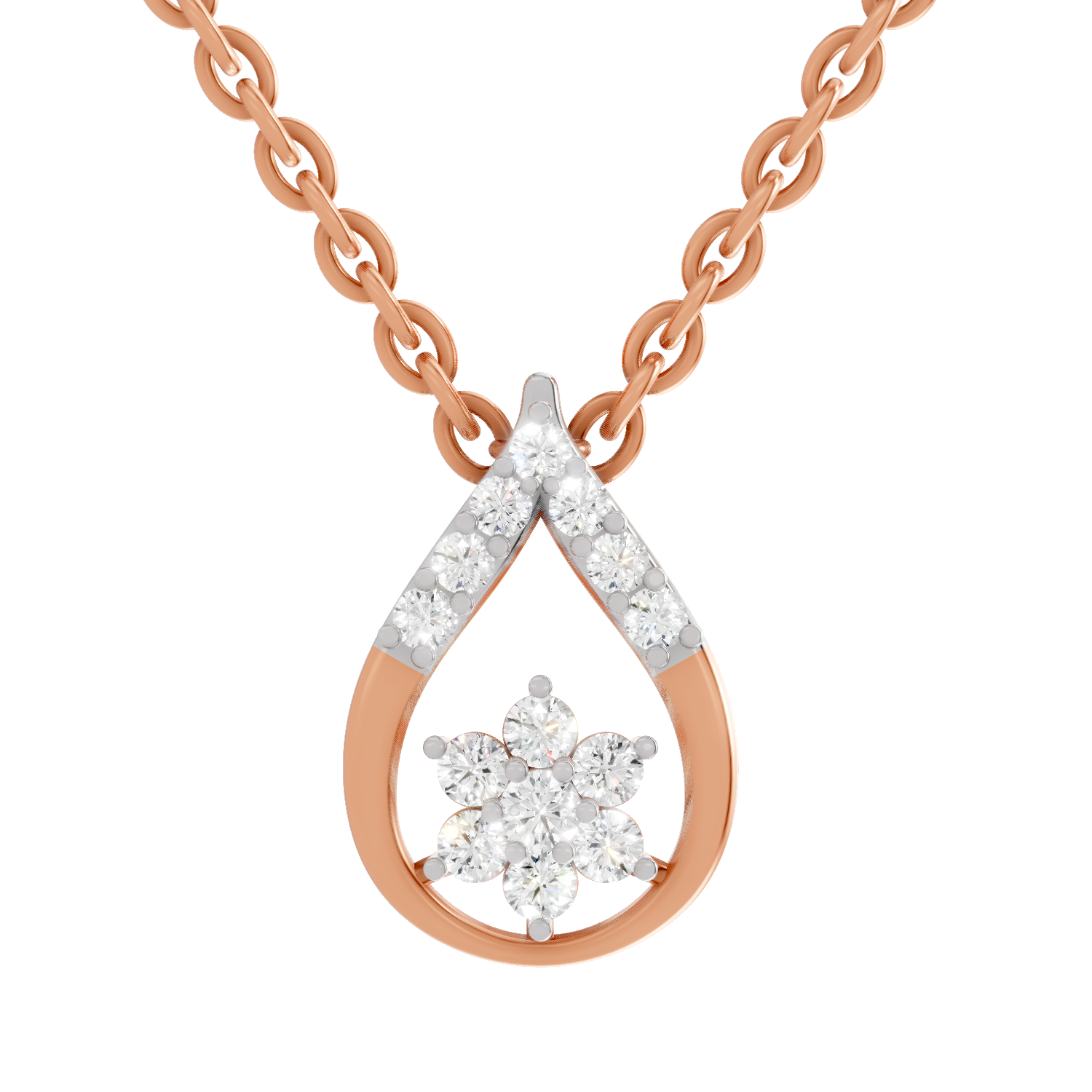 0.24 Carat Round Shape Teardrop Pendant | 14K Rose Gold